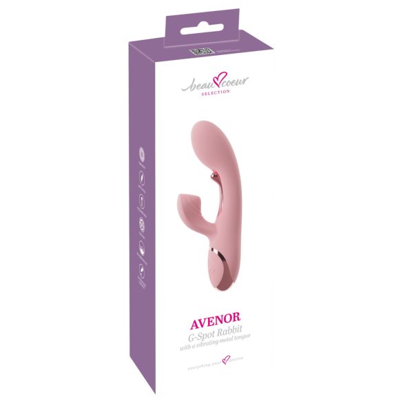 Beau Coeur Avenor - vibrators ar mēlīti un klitora rokturi G-punkta stimulācijai (rozā)