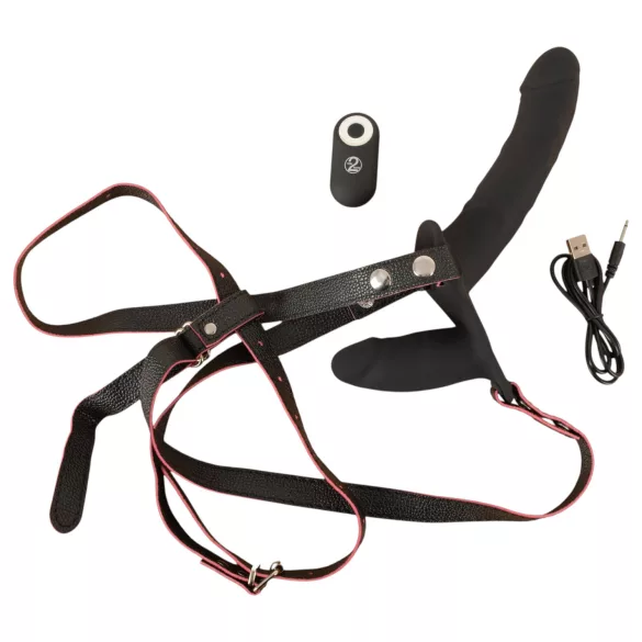 You2Toys - tālvadības dubultais uzliekamais vibrators (melns)