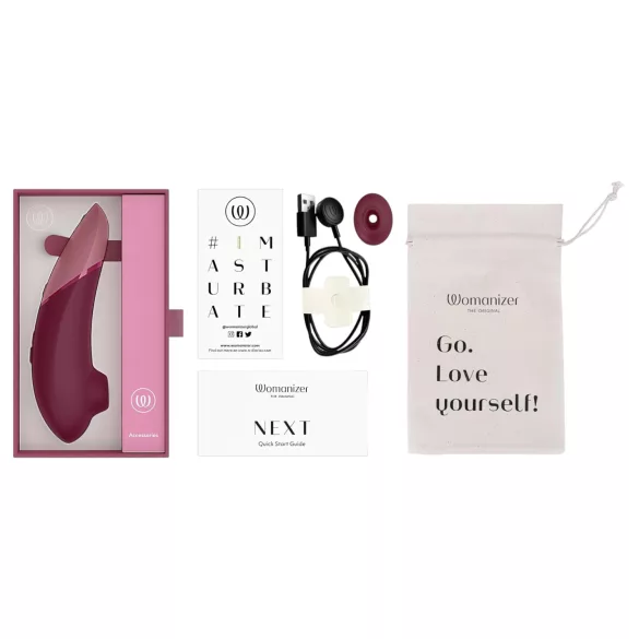 Womanizer Next - klitorālais stimulators ar gaisa viļņiem, uzlādējams, bordo