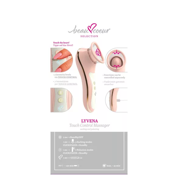 Beau Coeur Lyvena - sūcošs un pulsējošs klitora stimulators (rozā)
