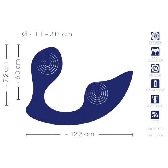 SMILE - anālais un biksīšu vibrators ar tālvadības pulti (zils)