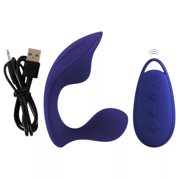 SMILE - anālais un biksīšu vibrators ar tālvadības pulti (zils)