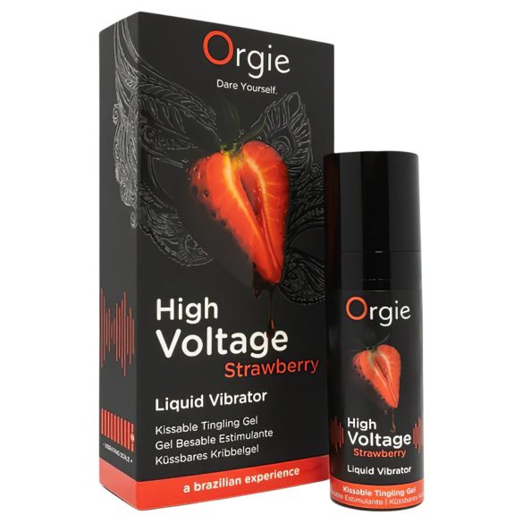Orgie High Voltage - šķidrais vibrators - zemenes (15ml)