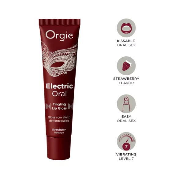 Orgie Electric Oral - tirpinošas iedarbības lūpu spīdums - zemeņu (10 ml)