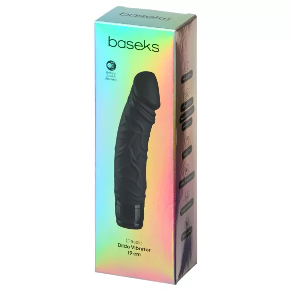 Baseks - realistisks stieņa vibrators (melns) - 19 cm