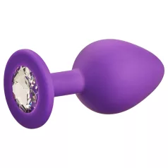   Baseks - silikona anālais aizbāznis ar kristāliņu (violets) - 8 cm