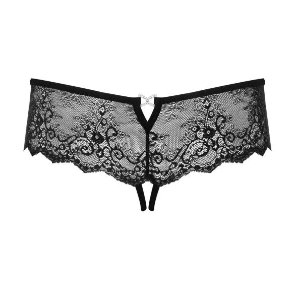 Obsessive sieviešu atvērtā stringbiksīte ar strasām melna - L/XL