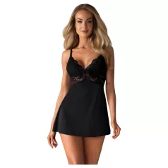   Obsessive - mežģīņu babidolls un stringbiksītes (melns) - L/XL