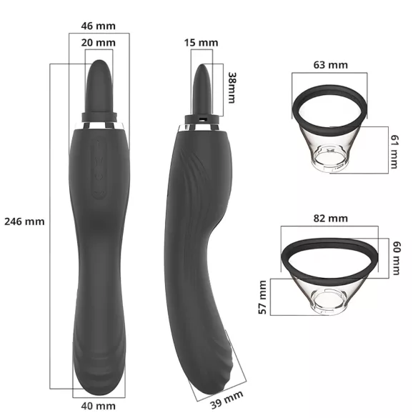 Erospace Sweet Play - 2-in-1 klitora stimulators ar mēlīti un sūkšanu (melns)