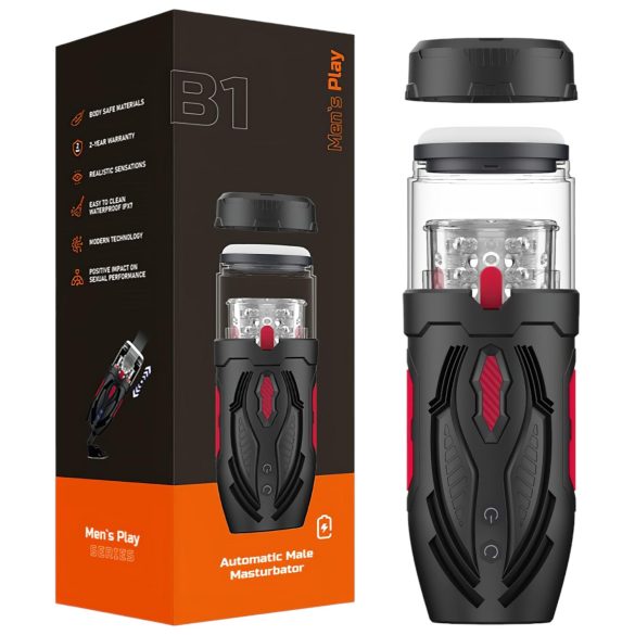 Men's Play - masturbators vīriešiem ar rotējošu funkciju melns