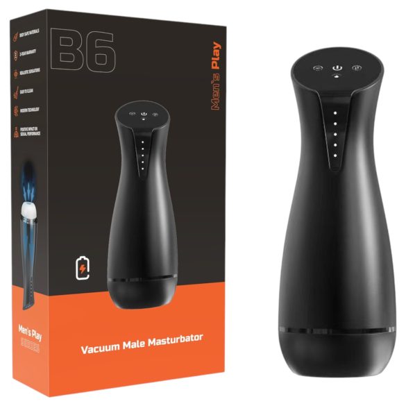 Men's Play - sildošs vīriešu masturbators ar sūkšanas un vibrācijas funkciju (melns)