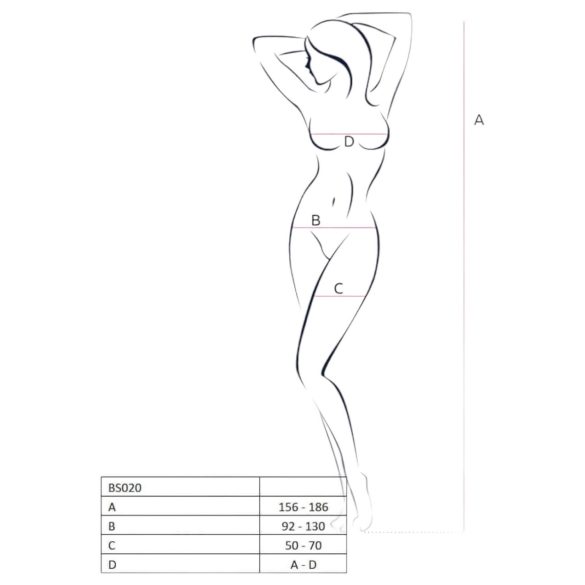 Passion BS020 - sieviešu atvērts rotāts bodijs melns S-L