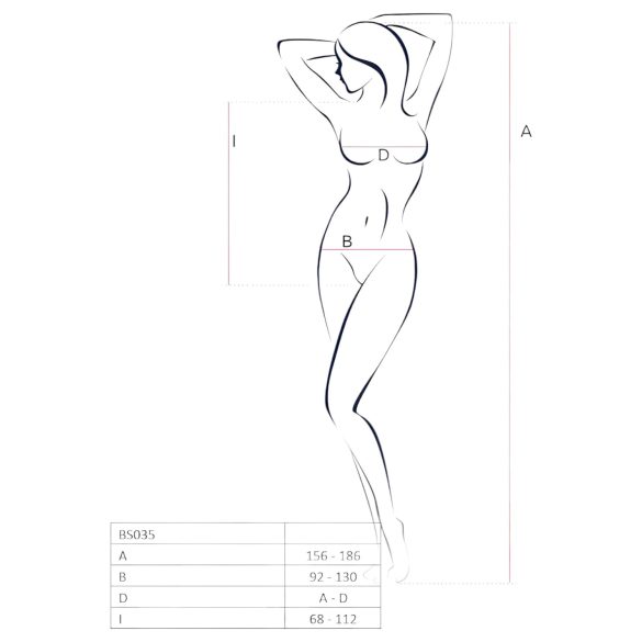 Passion BS035 - sarkanā necauruļvārda bodija ar atvērtām siksnām - S-L