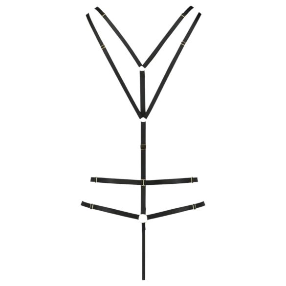 Passion Devil Meggy - metāla gredzena ķermeņa josta (melna) - L/XL