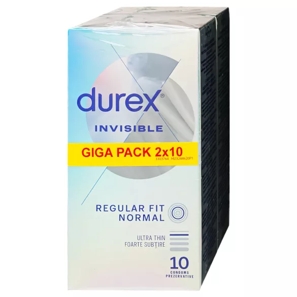 Durex Invisible prezervatīvi plāni regulārs izmērs 2x10 gab