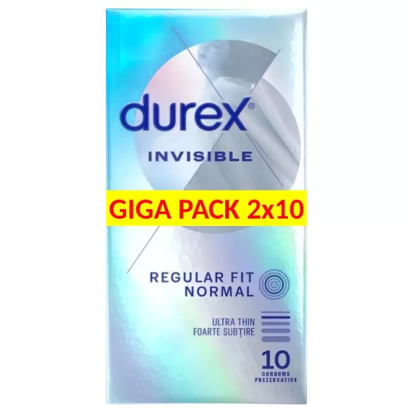 Durex Invisible prezervatīvi plāni regulārs izmērs 2x10 gab