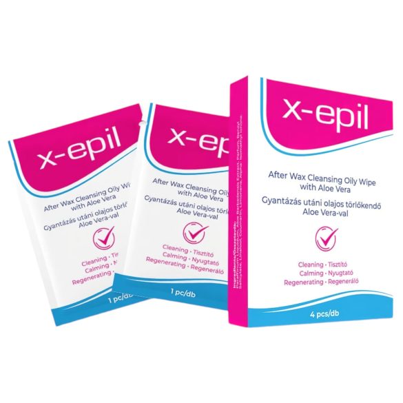 X-Epil - Vasksedzijas eļļas salvetes (4 gab.) - Aloe Vera