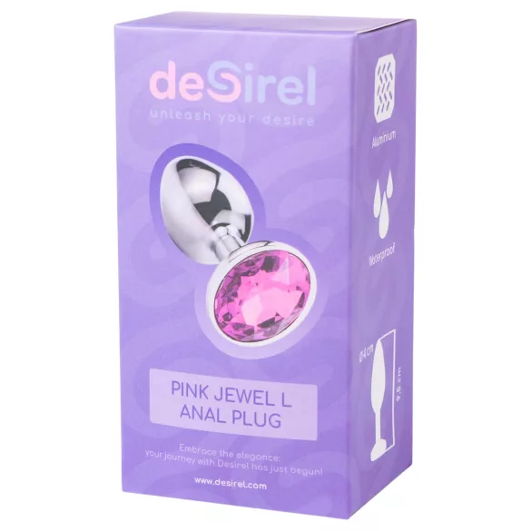 Desirel anālais plug ar rozā kristālu L izmērs sudraba/rozā