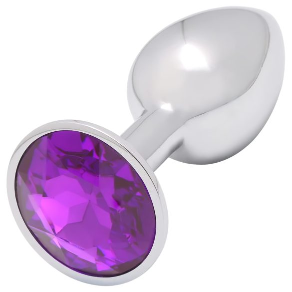 Sunfo - metāla anālais spraudnis ar tumši violeto akmeni (sudrabs)