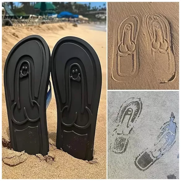 Flip-flop čības vīriešu dzimumlocekļa raksts melnas