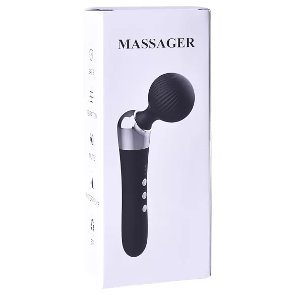 Izliekts - masāžas vibrators - uzlādējams - melns
