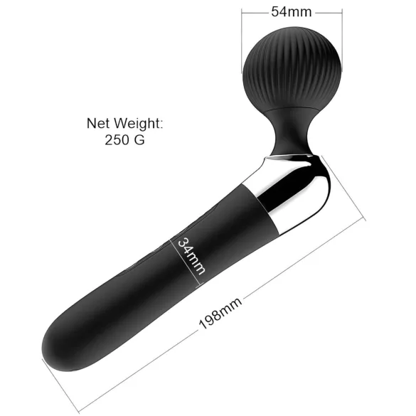 Izliekts - masāžas vibrators - uzlādējams - melns