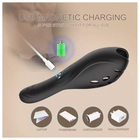 Biu-Biu - vīriešu vibrators dzimumloceklim melns