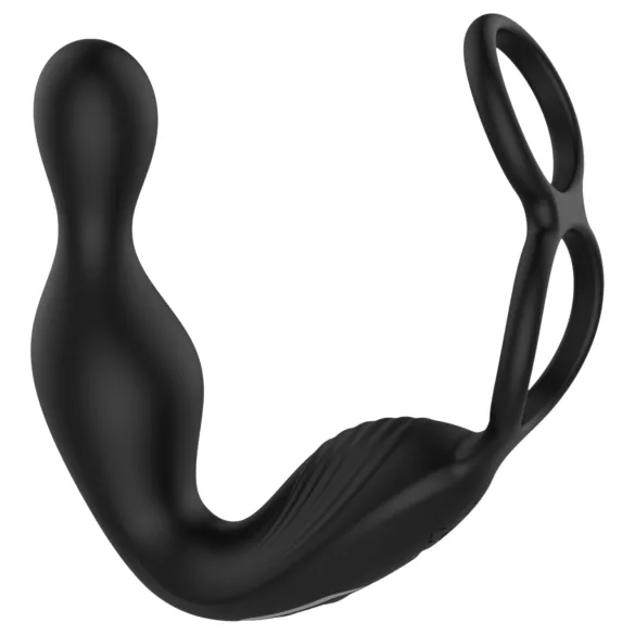 Lonely - rotējošas galviņas prostatas vibrators ar dzimumlocekļa gredzenu (melns)