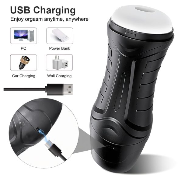 AlvUp - sūknējošs vibrācijas masturbators (melns)