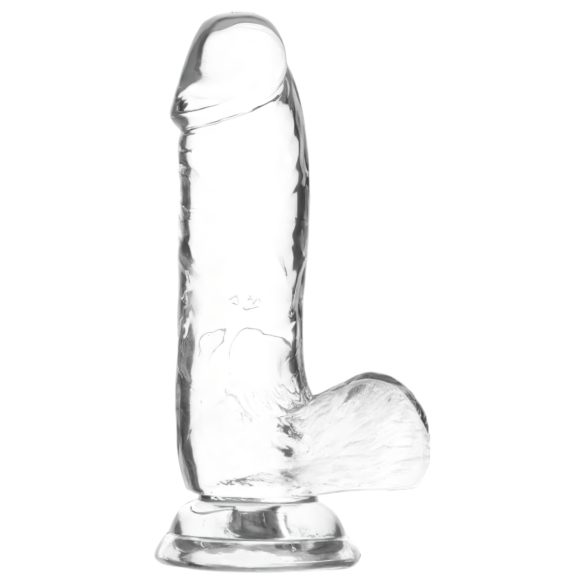 Addiction Crystal piesūcējs dildo ar oliņām (caurspīdīgs) - 15cm