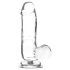 Addiction Crystal piesūcējs dildo ar oliņām (caurspīdīgs) - 15cm