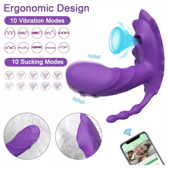 AlvUp - valkājams ar lietotni vadāms uzklājams vibrators (violets)