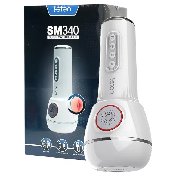 LETEN SM340 - vīriešu masturbators ar vibrāciju un sūkšanu, atkārtoti uzlādējams