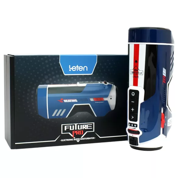 Leten SM Future Pro - tīklā pieslēdzams stumdošs, saspiedošs, sildošs masturbators (zils)