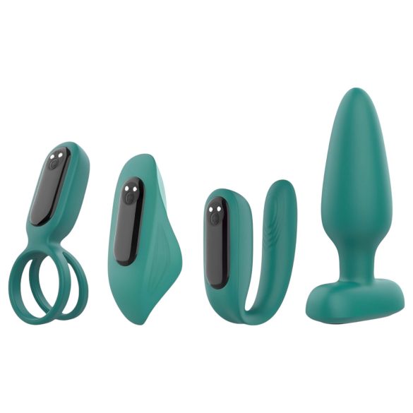 Sex HD - vibrators komplekts ar akumulatoru un tālvadību 4 daļas zaļš
