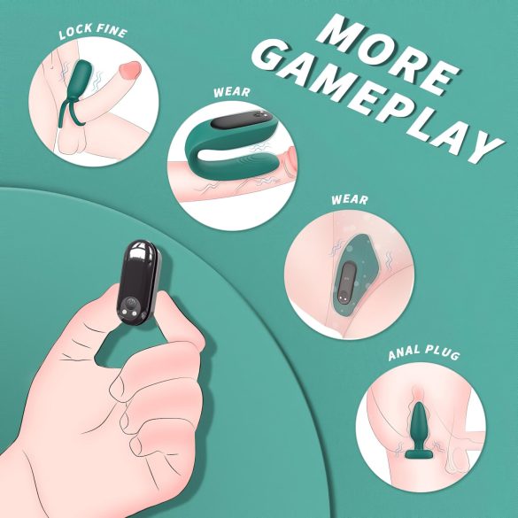 Sex HD - vibrators komplekts ar akumulatoru un tālvadību 4 daļas zaļš