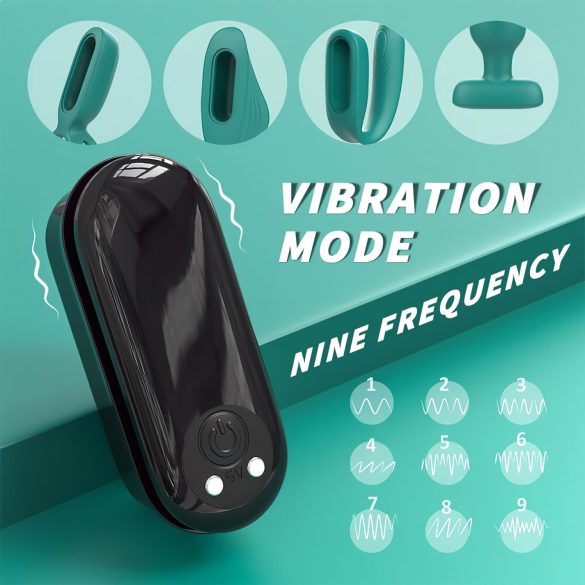 Sex HD - vibrators komplekts ar akumulatoru un tālvadību 4 daļas zaļš