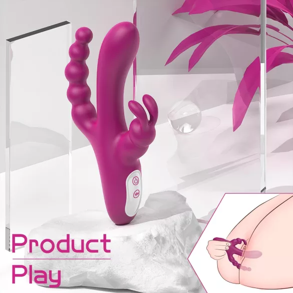 Sex HD Joker - trīszaru vibrators uzlādējams ūdensizturīgs violets