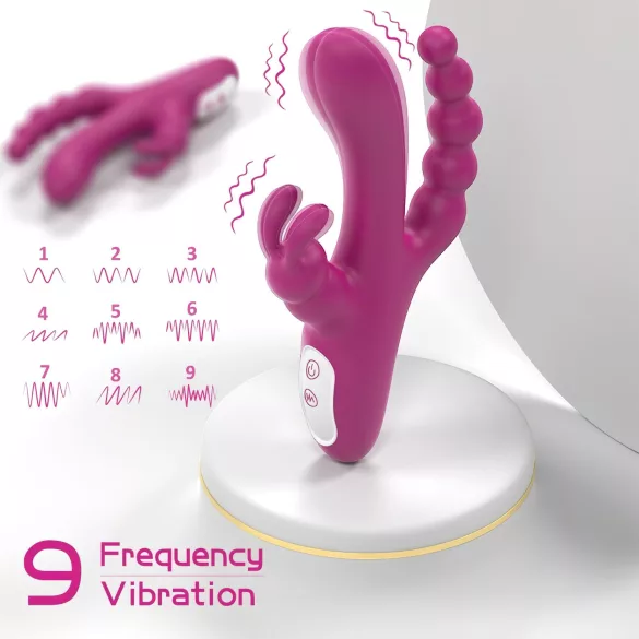 Sex HD Joker - trīszaru vibrators uzlādējams ūdensizturīgs violets