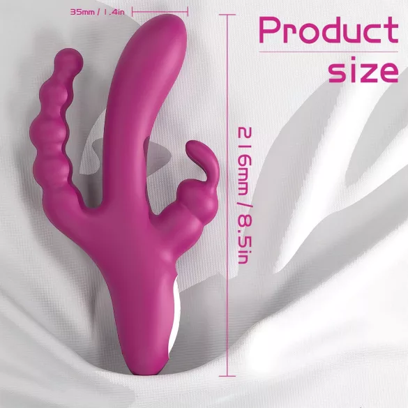 Sex HD Joker - trīszaru vibrators uzlādējams ūdensizturīgs violets