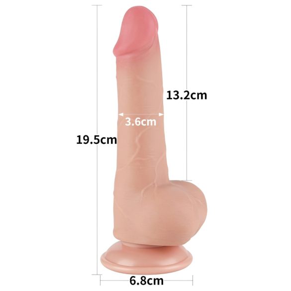 Lovetoy divslāņu dildo ar piesūcekni 19,5cm naturāls