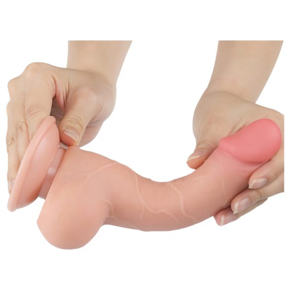 Lovetoy divslāņu dildo ar piesūcekni 19,5cm naturāls