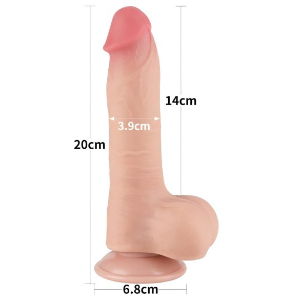 Lovetoy divslāņu dildo ar sēkliniekiem 20 cm naturālas krāsas