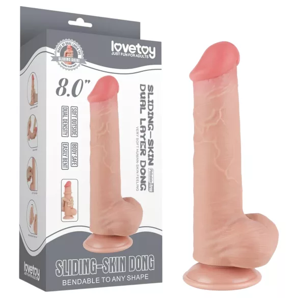 Lovetoy divslāņu dildo ar sēkliniekiem 20,8cm naturāls