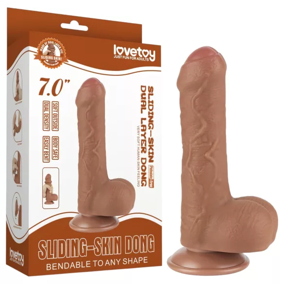 Lovetoy divslāņu dildo ar sēkliniekiem 18,3 cm naturāls