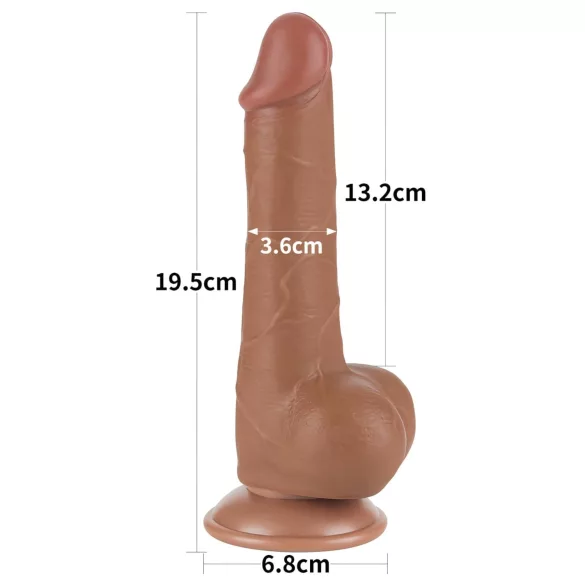 Lovetoy divslāņu dildo ar sēkliniekiem 19,5cm naturāls