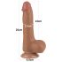 Lovetoy divslāņu dildo ar sēkliniekiem 20,8 cm tumši miesas krāsa