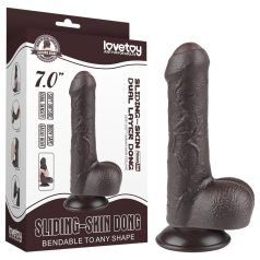 Lovetoy divslāņu dildo ar sēkliniekos, 18,3 cm, brūns