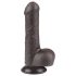 Lovetoy divslāņu dildo ar sēkliniekos, 18,3 cm, brūns