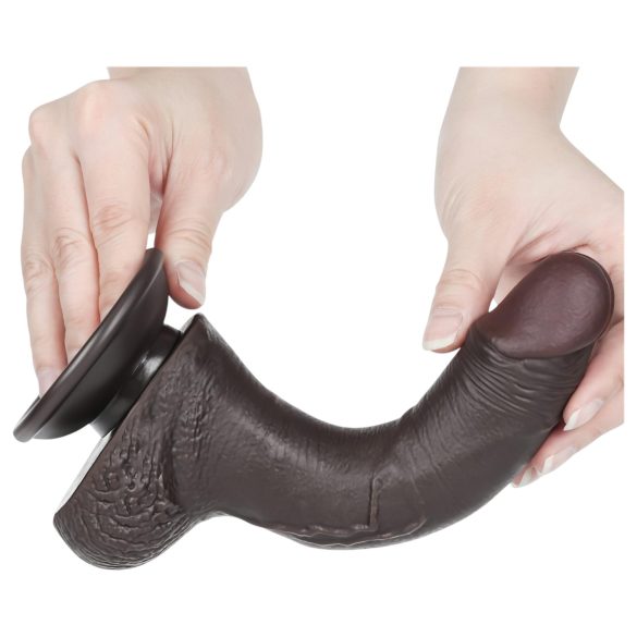 Lovetoy Sliding-Skin - piesūcekņa dubultā slāņa dildo - 19,5 cm (brūns)